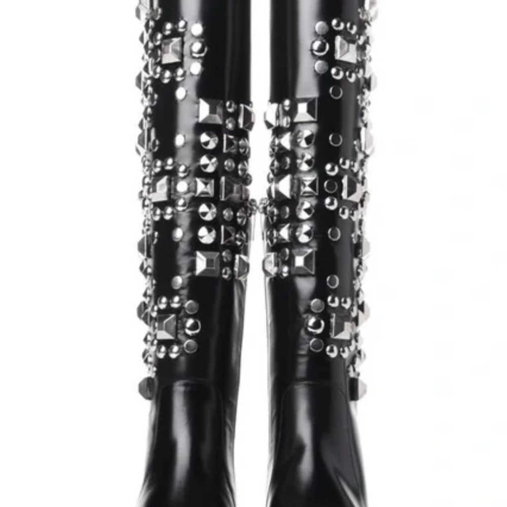 Saint Laurent Paris Black Studded Boots